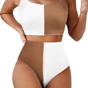 Herseas Women's Bikini Sets Scrunch Square Neck Two Piece Swimsuits High Waisted